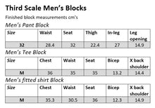 Load image into Gallery viewer, THIRD & HALF SCALE MENS BLOCK KIT- t-shirt, fitted bodice form/shirt & trouser block