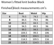Load image into Gallery viewer, WOMENS FITTED KNIT BODICE BLOCK
