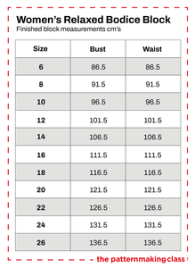 WOMENS RELAXED BODICE BLOCK