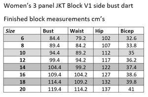 THE WOMEN'S 3 PANEL TAILORED JKT BLOCK- V#1- side bust dart