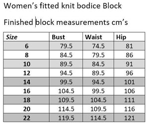 WOMENS FITTED KNIT BODICE BLOCK