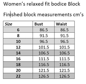 WOMENS RELAXED BODICE BLOCK